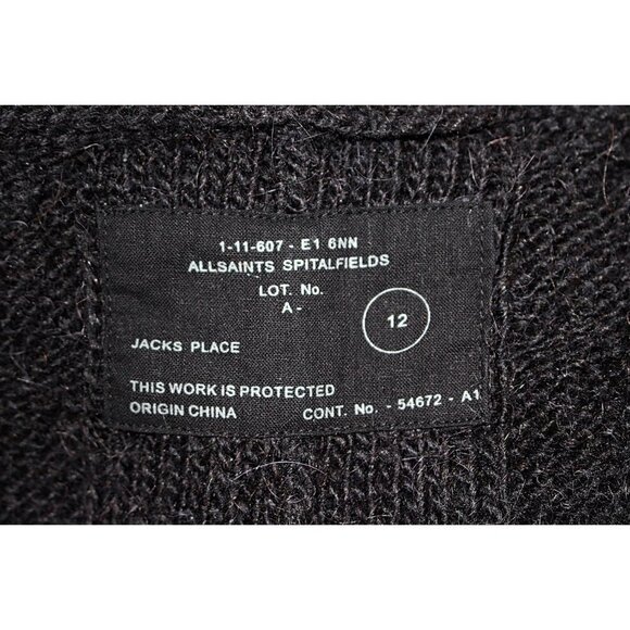 All Saints Jack's Place Flex Knit Alpaca Cardigan, Black - sz 12 - Picture 4 of 7